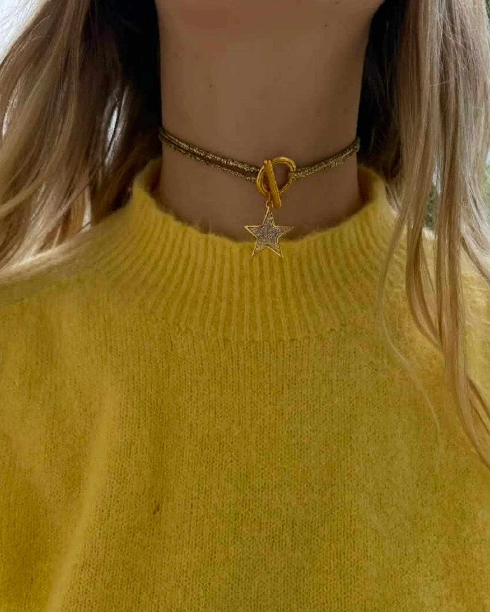 Collier LEONA doré cordon pailleté